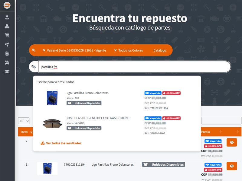 Gestión de inventario y Dealer Portal corporativo